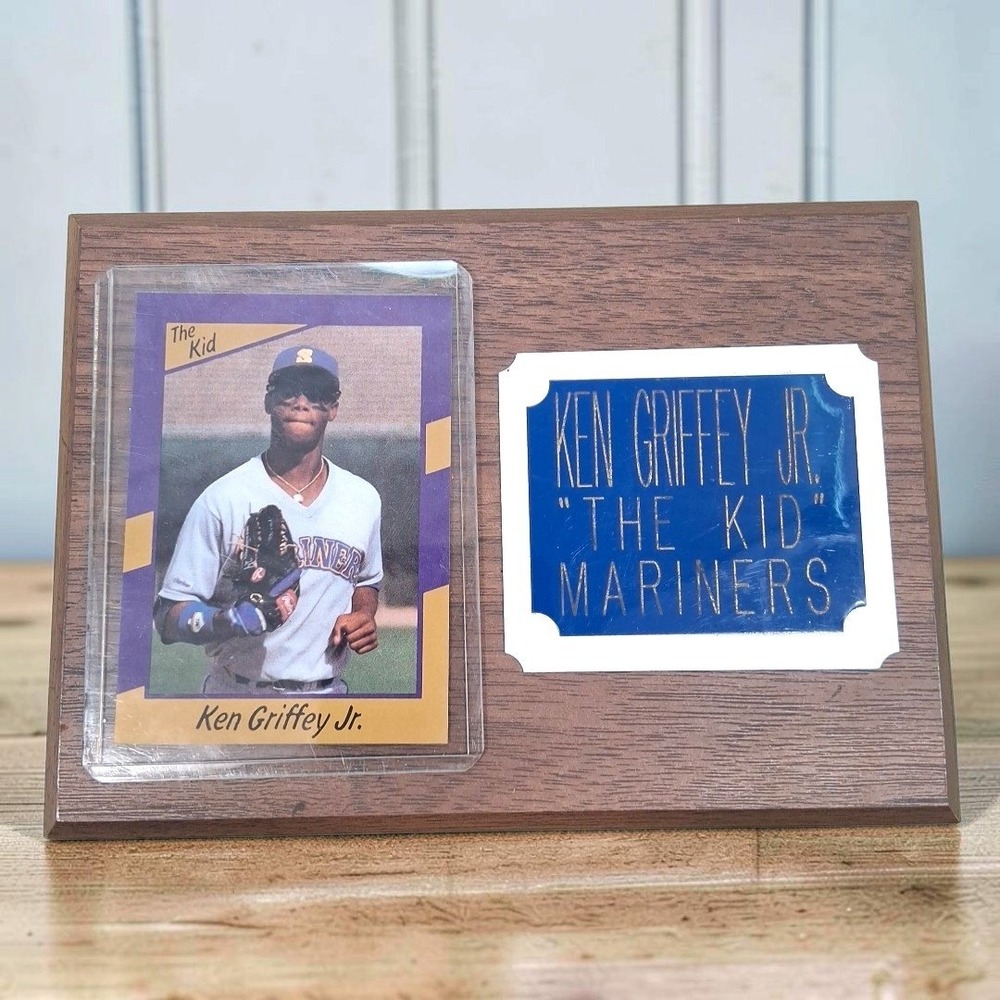VTG Ken Griffey Jr Rookie The Kid Seattle Mariners Baseball Card Plaque 5x7